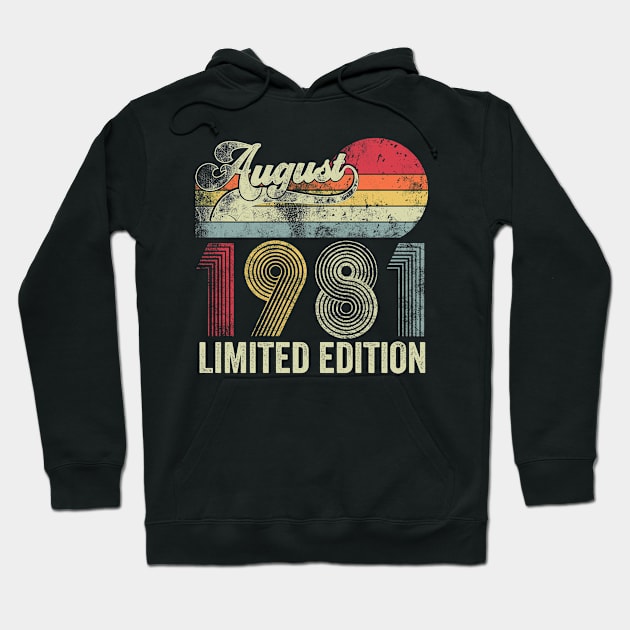 Vintage Retro Sunset August 1981 40 years old 40th Birthday Hoodie by TeeBlade